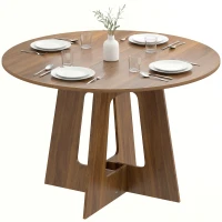 HOMCOM Table à manger ronde pour 4 personnes, Ø 110 x 73,5 cm, table de cuisine avec base croisée, marron(m-17)