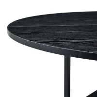 Table ronde 107 cm de diamètre, design industriel élégant, pour 2–4 personnes, 107x107x75 cm, Noir(m-6)