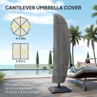Outsunny Parasol Cover, 300D Oxford Cantilever Umbrella Cover Fit for 2-4m Parasol, Banana Umbrella Protector with Zipper for Outdoor Garden, Patio, Black(m-4)
