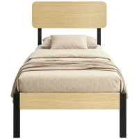 HOMCOM Bedframe 90x200 cm met hoofdbord, voetbord en opbergruimte(m-14)