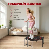 SPORTNOW Trampolín de Fitness 114x114x132 cm con Mango Ajustable de 3 Niveles y Marco de Acero Rojo(m-5)