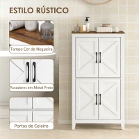 HOMCOM Armário Estreito para Casa de Banho com Portas Estilo Celeiro, 4 Prateleiras Ajustáveis, 60x30x110 cm, Branco(m-5)