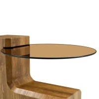 Ensemble 2 tables basses rondes, design 2 niveaux modulable, pieds en L renforcés, 61x61x30 cm, Couleur naturelle(m-7)