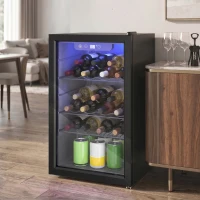 HOMCOM 24 Bottle Wine Cooler, 68 Litre Capacity, 4-16°C Freestanding Drinks Wine Fridge with Glass Door, Black(m-11)