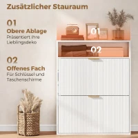 HOMCOM Smalle schoenenkast met 2 kleppen en bovenblad voor hal en gang, wit(m-7)