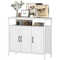 HOMCOM Industrial Kitchen Sideboard with Open Shelf, 2 Cabinets, Adjustable Shelves for Living Room, Dining Room, White(m-11)