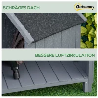 Outsunny tuinhuis gereedschapshuis gereedschapsschuur met opslagruimte voor brandhout gereedschapsschuur met 3 planken, grijs,130 x 54,5 x 180 cm(m-5)
