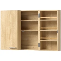 HOMCOM Armoire à pharmacie murale, armoire à médicaments avec double porte verrouillable 2 clés, 53x20x53cm, chêne(m-1)