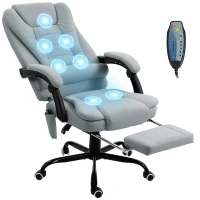Vinsetto Fauteuil de bureau massant, chaise de bureau avec hauteur réglable, dossier inclinable et télécommande filaire, gris(m-11)