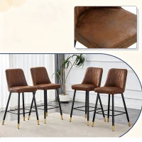 Lot de 2 tabourets de bar hauteur, design moderne et confortable, dossier incurvé et repose-pieds, 42x45x100 cm, Marron+Noir(m-8)
