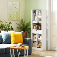 HOMCOM Boekenkast, Multifunctioneel rek, 9 vakken, Lade, Kantelbeveiliging, 60 x 26 x 158 cm, Wit(m-2)