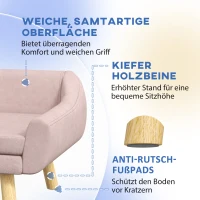 PawHut Hondenbank, Scandinavisch design, met afneembare bekleding, fluweelachtige uitstraling, 102 cm x 58,5 cm x 42,5 cm, Roze + Natuurlijk(m-6)