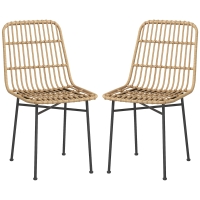 HOMCOM Set 2 Sedie per Cucina Stile Boho in Rattan PE e Acciaio