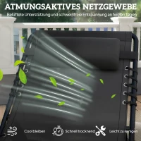 Outsunny ligbed tuin ligbed 4-traps verstelbare rugleuning zwart(m-5)