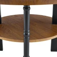 Set de 2 tables basses rondes, rayures et à l'humidité, bords arrondis, 80x80x47 cm, Noyer+Noir(m-8)