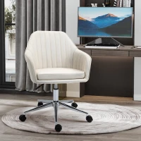 Vinsetto Cadeira de Escritório Cadeira de Secretária com Altura Regulável e Base Giratória para Escritório 61x59x86-96 cm Bege(m-9)