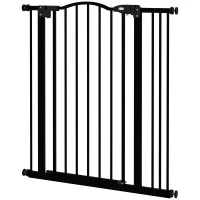 PawHut Metal Pet Safety Gate Dog Gate Folding Fence 74-87cm, Black(m-11)