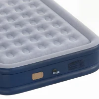 Outsunny Inflatable Mattress, Double Air Bed with Built-in Electric Pump, 3 Mins Inflation, Flocked Surface, Grey(m-10)