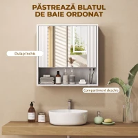 HOMCOM Dulap de Baie Suspendat, Uși Soft-close, Raft Reglabil, 60 x 16 x 60 cm, Alb(m-4)