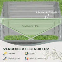 Outsunny Handige plantenbak, Ideaal voor het kweken, verzorgen en onderhouden, Verhoogde bed, Staal, Lichtgrijs(m-5)