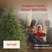 HOMCOM Albero di Natale Artificiale da 150 cm e Ignifugo con 1375 Rami Realistici, Base in Metallo Pieghevole(m-3)