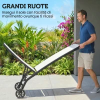Outsunny Set 2 Lettini Prendisole con Schienale Reclinabile, in Alluminio e Tessuto Traspirante, 66x165x102 cm, Crema(m-5)
