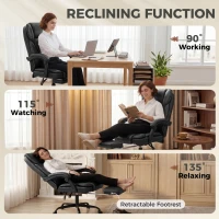 HOMCOM Executive Home Office Chair Reclining Function Footrest Computer Desk Chair High Back, Black(m-6)