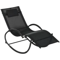 Outsunny Tuinschommelstoel Ligstoel, inclusief hoofdsteun, 155 cm x 61 cm x 88 cm, Zwart(m-11)