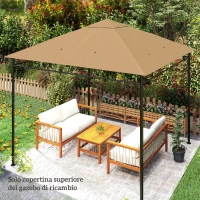 Outsunny Tetto di Ricambio per Gazebo 3x3m in Poliestere con Prese d'Aria e Fori di Drenaggio, Beige(m-7)