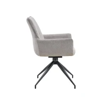 Fauteuil pivotant 360° rembourré, piètement métal laqué stable, patins antidérapants, 48x50x85 cm, Gris(m-10)