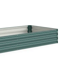 Outsunny Stalen verhoogde plantenbak, open bodem, eenvoudige montage, 95L x 90,5B x 29,8H cm, Groen(m-11)