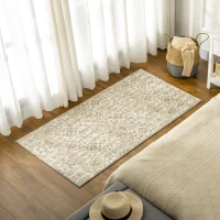 HOMCOM Floral Boho Area Rug, Carpet Cream and Green Rug for Living Room, Bedroom, Dining Room, 150 x 80cm(m-11)