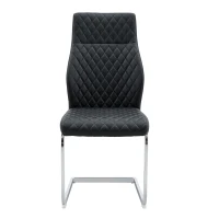 Chaise de salle à manger matelassée motif losange, dossier haut ergonomique, lot de 2, 43x63x100 cm, Noir+Argenté(m-2)