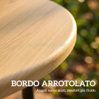 Outsunny Tavolino da Giardino Rotondo in Metallo, per Balcone e Terrazzo, Ø48x51 cm, Effetto Legno Naturale(m-4)