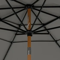 Outsunny Garden Parasol, Parasol Umbrella with 3-tier Roof, Crank Handle, Tilt Function, Polyester Canopy, Grey(m-12)