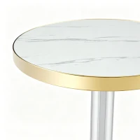 Table d'appoint ronde, plateau anti-rayures facile à nettoyer, 60x60x74 cm, Blanc(m-5)
