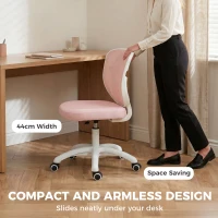 HOMCOM Office Chair, Armless Computer Desk Chair with Breathable Mesh, Adjustable Height, Swivel Wheels, Pink(m-4)