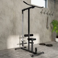 HOMCOM Station de musculation pour tirage poitrine - lat pulldown machine - banc de musculation dim. 107L x 120I x 190H cm acier noir(m-9)