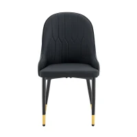 Lot de 2 chaises de salle à manger, dossier motif éclair stylé, déperlante et facile d'entretien, 47.3x44x91 cm, Noir(m-2)