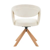 Lot de 2 chaises pivotantes rétro-luxe, patins feutre antidérapants, rotation 360° silencieuse, 47x47.5x81.5 cm, Couleur naturelle(m-12)