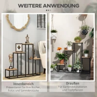Outsunny Bloemenrek, 4 niveaus, voor binnen en buiten, metalen frame, 80 x 20 x 74 cm(m-6)