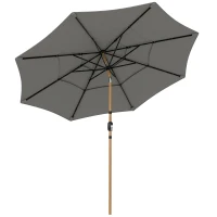 Outsunny Garden Parasol, Parasol Umbrella with 3-tier Roof, Crank Handle, Tilt Function, Polyester Canopy, Grey(m-1)