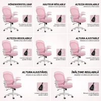 Vinsetto Scaun de birou ergonomic și reglabil cu spătar din plasă și șezut căptușit, 65.5x61.5x88-97.5 cm, roz(m-4)