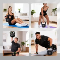 HOMCOM Kettlebell 10 kg, haltère avec poignée ergonomique, haltère à boule, musculation, entraînement, 25 x 19 x 28 cm noir(m-8)