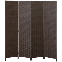 HOMCOM Wave Fibre Freestanding Folding Privacy Screen Panels, Room Divider, Dark Brown(m-1)