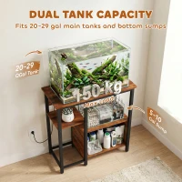 PawHut Fish Tank Stand with Power Outlets Aquarium Stand with Cabinet 20-29 Gallon Tanks Tiger Wood Grain(m-4)