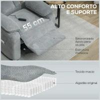 HOMCOM Cadeirão Relax Reclinável Elétrico com Motor Silencioso, 2 Posições de Memória, Apoio para os Pés, Apoio de Cabeça, USB e Bolsos(m-5)