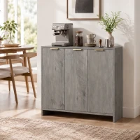 HOMCOM Sideboard Cabinet, Modern Storage Cabinet with 3 Doors and Adjustable Shelves for Living Room, Dining Room, Grey(m-8)
