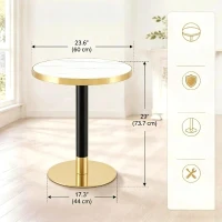 Table d'appoint ronde, plateau anti-rayures facile à nettoyer, 60x60x74 cm, Blanc(m-3)