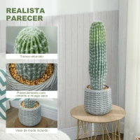 HOMCOM Cacto Artificial 66 cm, Planta Artificial Decorativa com Vaso para Decoração de Interiores Verde(m-4)